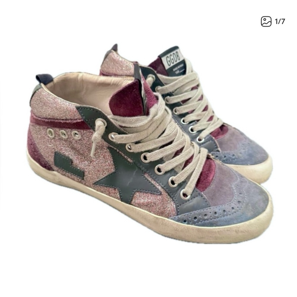 Golden Goose Mid Star Glitter Suede Leather Sneakers
Size 37